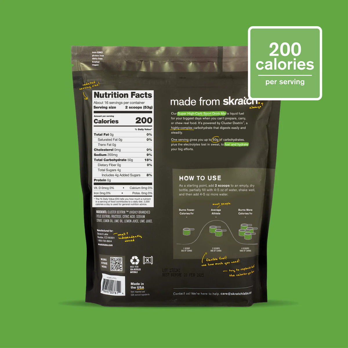 Skratch Labs Super High-Carb Sport Drink Mix Verschließbare Tasche (16 Portionen)